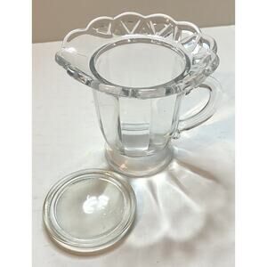 Imperial Glass CROCHETED CRYSTAL Clear Creamer footed open cut with Top
